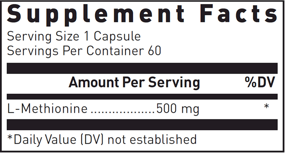 L-Methionine Supplement Facts Label