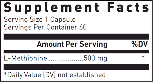 L-Methionine Supplement Facts Label