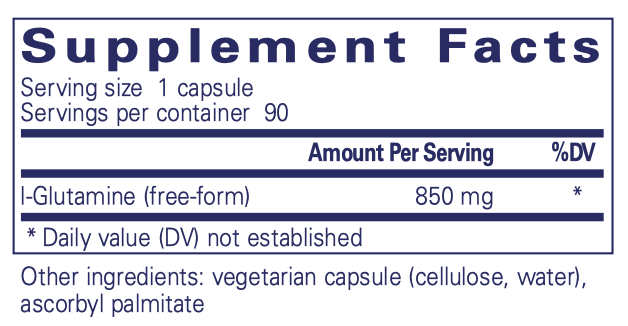 l-Glutamine 850 mg 250 Count Supplement Facts Label