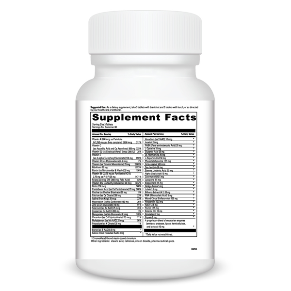 Spectra Senior Supplement Facts Label