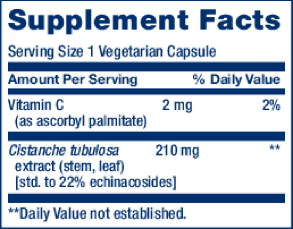 Standardized Cistanche Supplement Facts Label