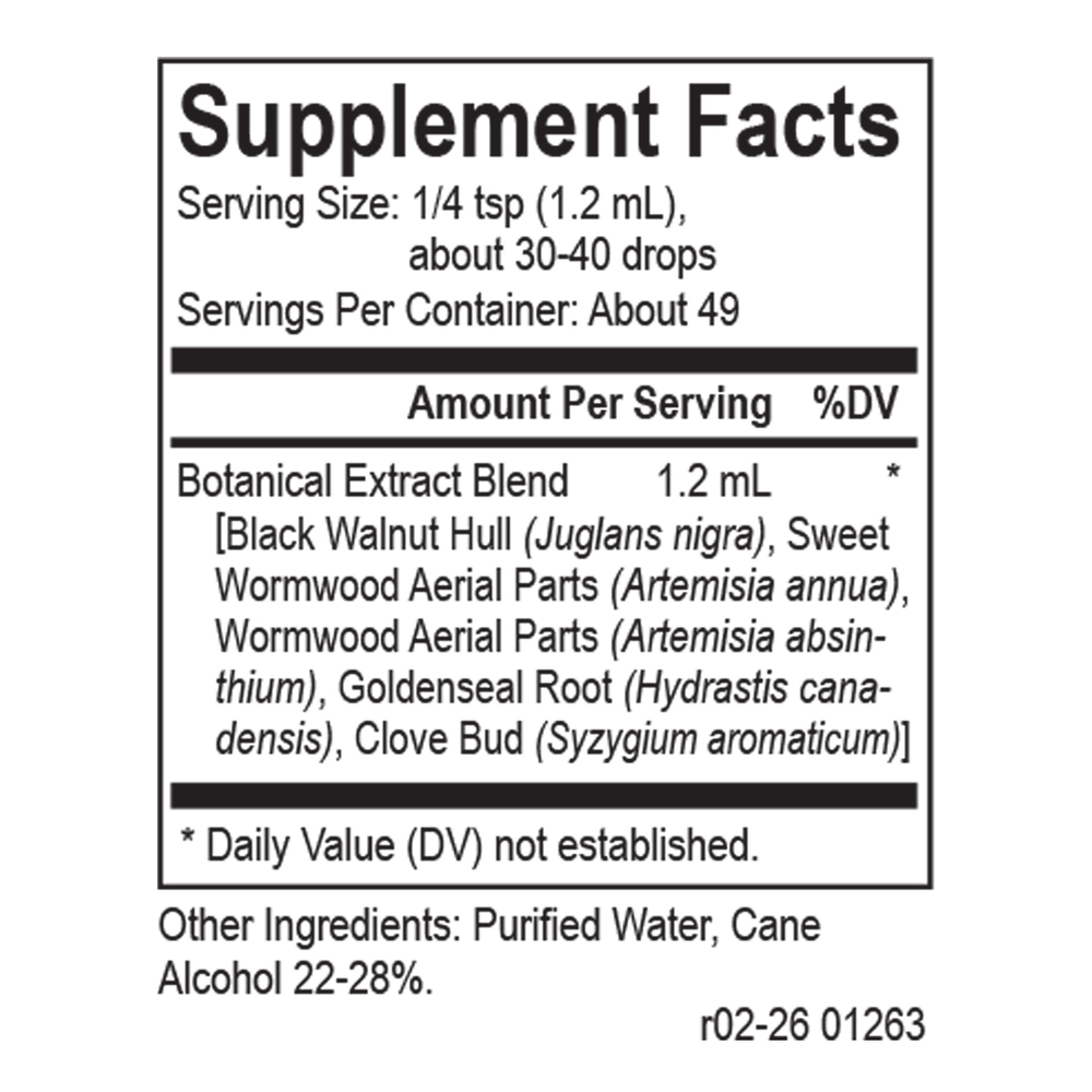 Core Para-V Blend Supplement Facts Label