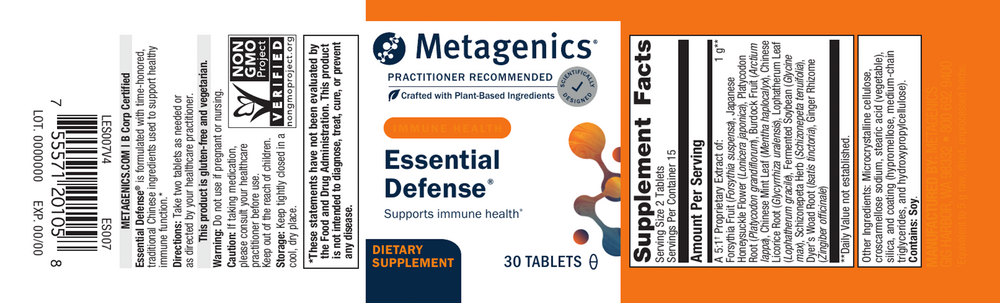 Essential Defense Supplement Facts Label