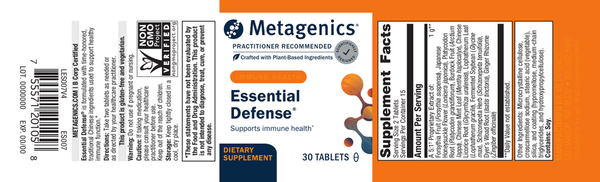 Essential Defense Supplement Facts Label
