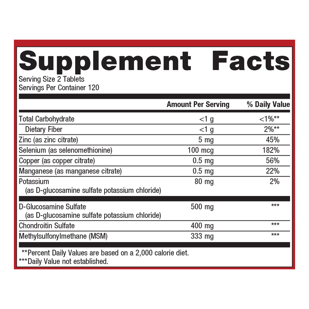 ChondroCare Supplement Facts Label
