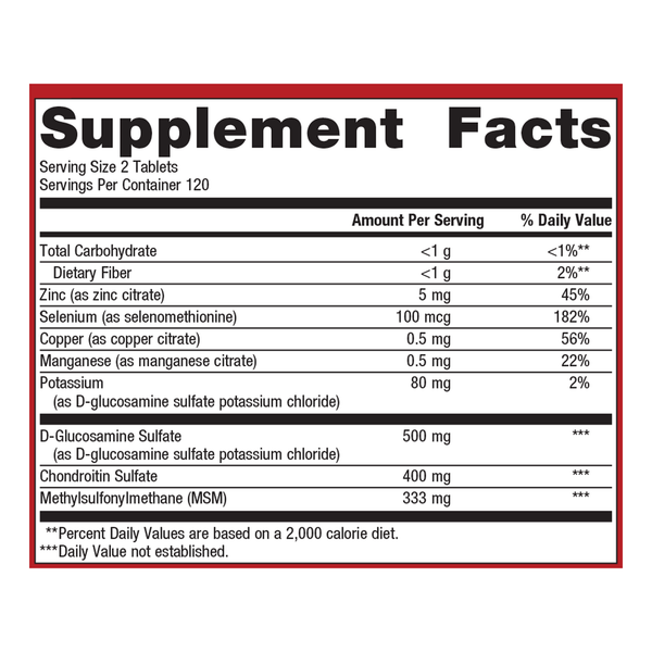 ChondroCare Supplement Facts Label