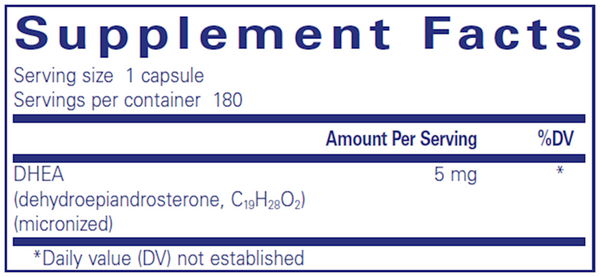 DHEA 5 Mg. 180 Count Supplement Facts Label