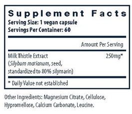 Milk Thistle Extract 250mg Supplement Facts Label