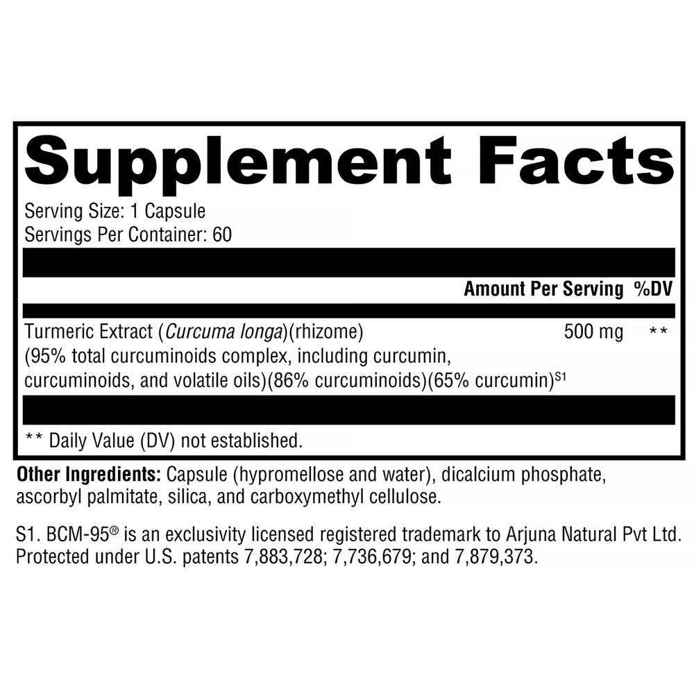 CurcuPlex-95™ Supplement Facts Label