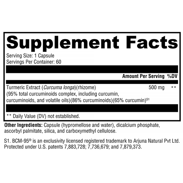 CurcuPlex-95™ Supplement Facts Label