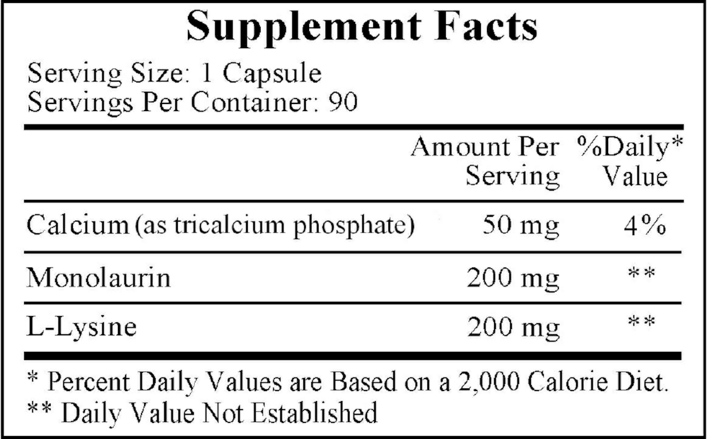Laurisine Supplement Facts Label