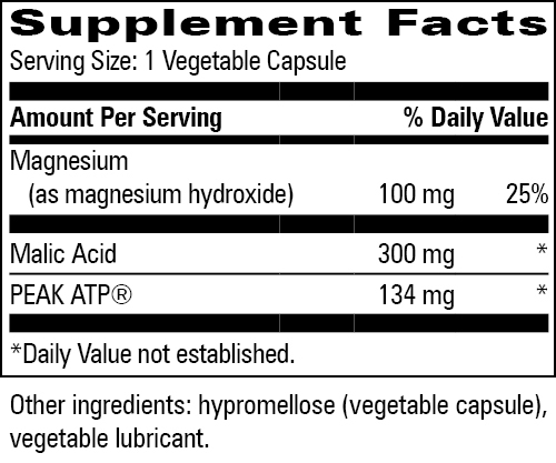 ATP Energy Boost Supplement Facts Label