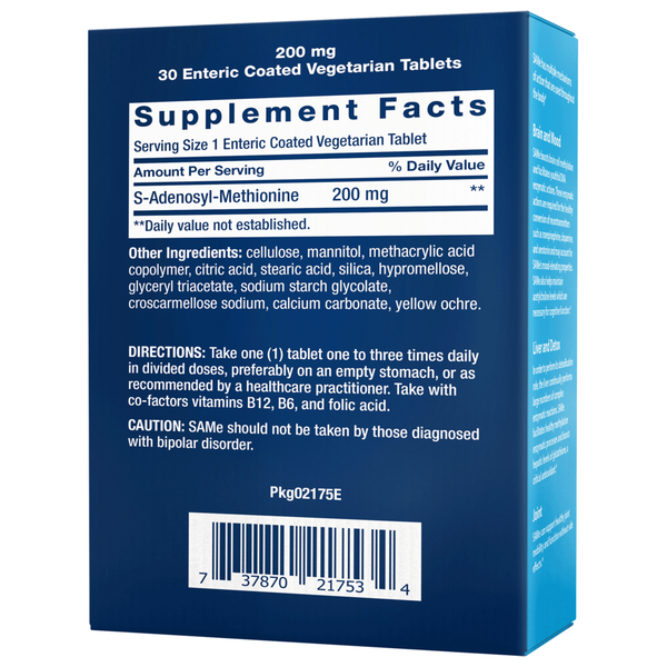 SAMe 200mg Supplement Facts Label