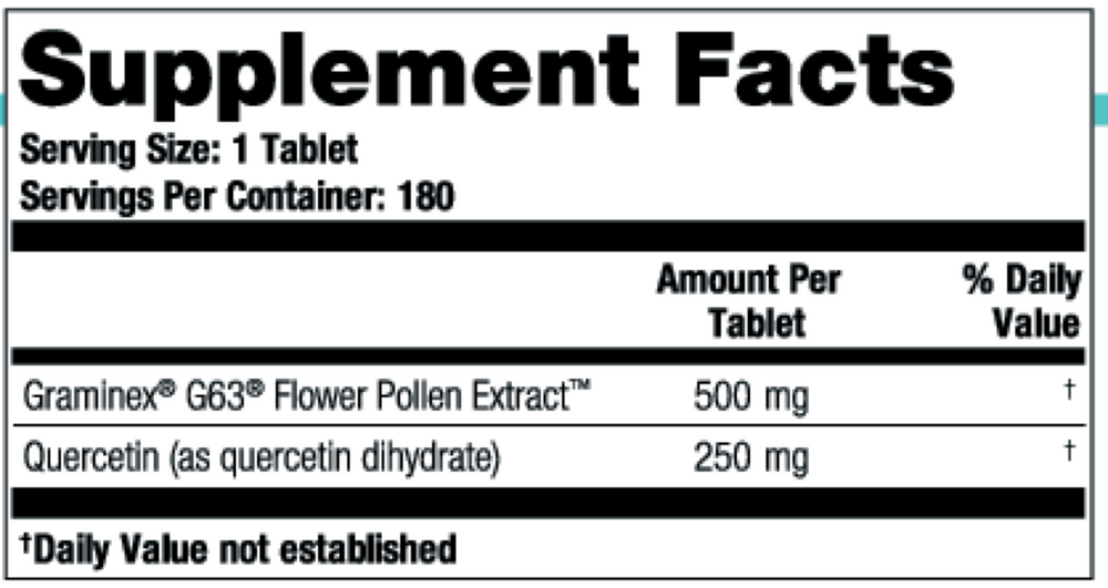 Prostate PQ Pollen Extract Supplement Supplement Facts Label