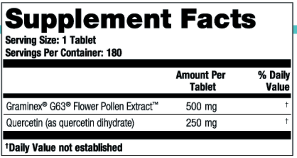 Prostate PQ Pollen Extract Supplement Supplement Facts Label