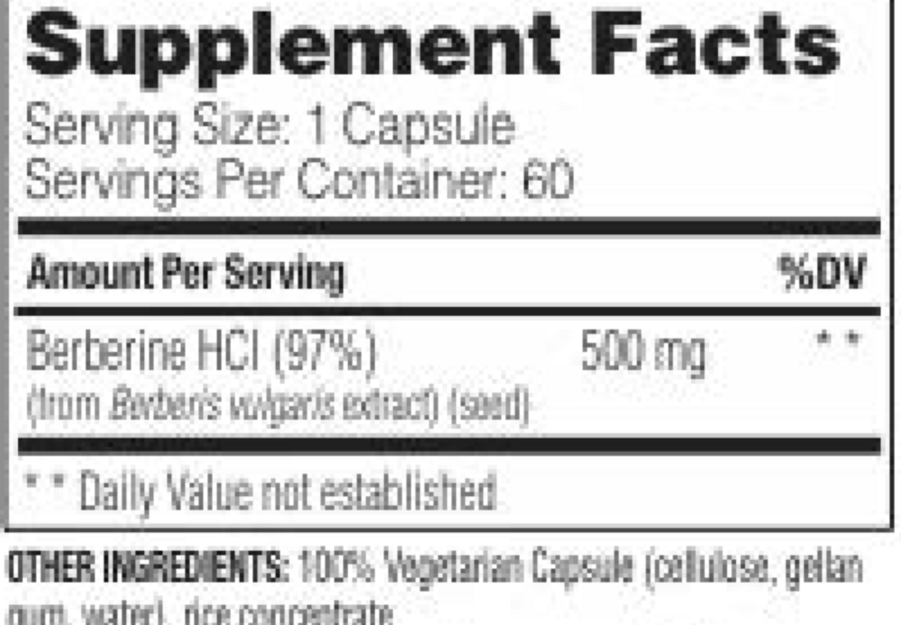 Berberine Supplement Facts Label