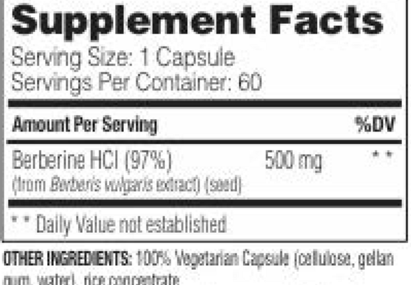 Berberine Supplement Facts Label