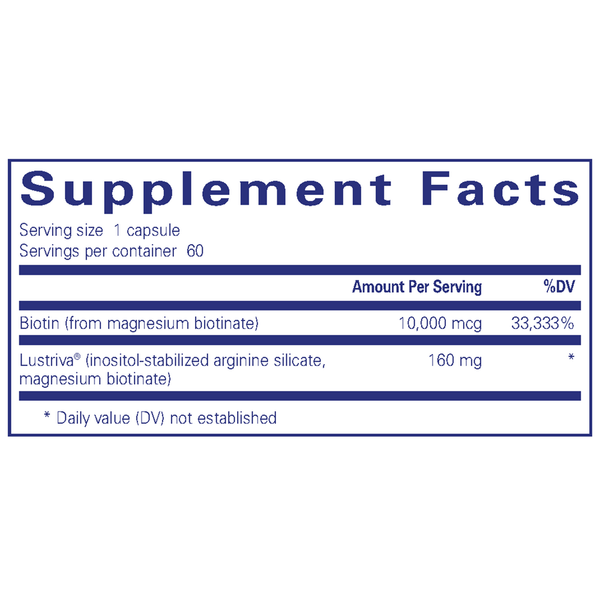 Biotin Complex Hair & Skin Supplement Facts Label