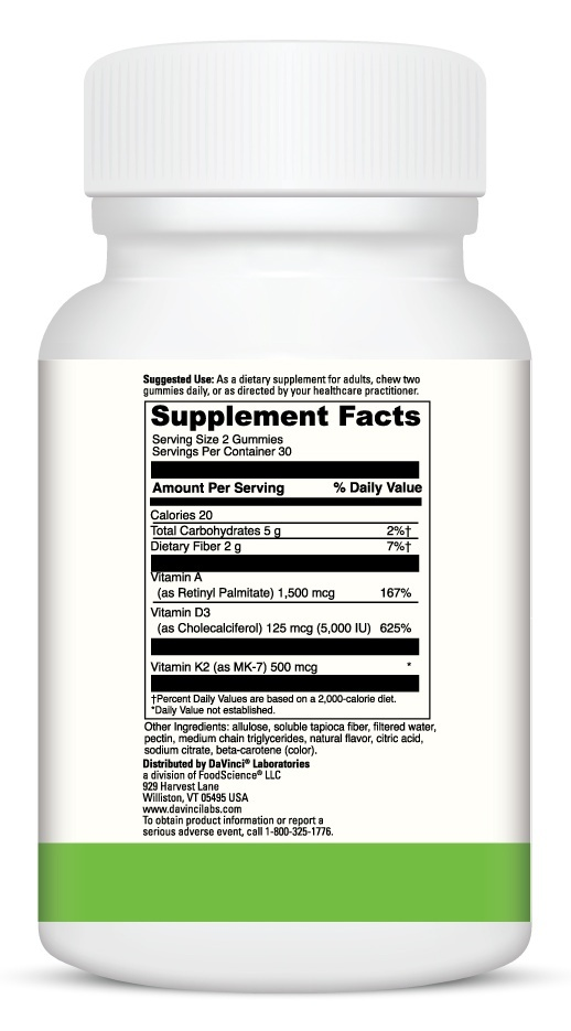 ADK Allulose Gummies Supplement Facts Label