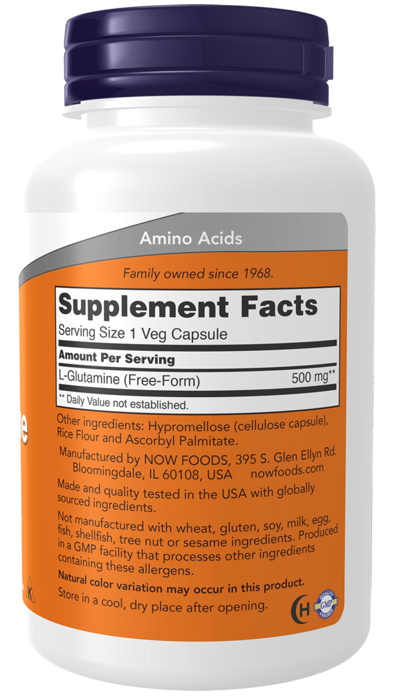 L-Glutamine 500 mg Supplement Facts Label