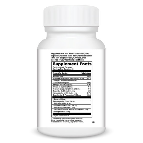 Thyroid Basics Supplement Facts Label