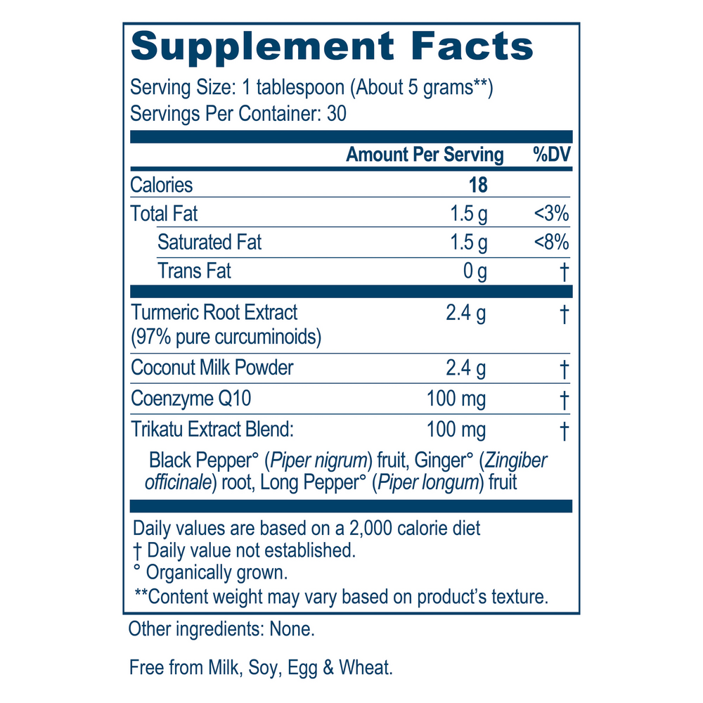 CoCurcumin Drink Mix Supplement Facts Label