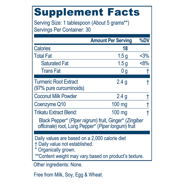 CoCurcumin Drink Mix Supplement Facts Label