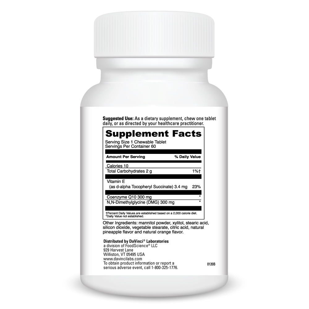 Coq10 Dmg 300/300 Supplement Facts Label