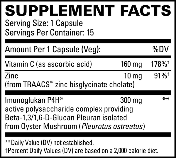 ImunoPleuran Extra Strength Supplement Facts Label