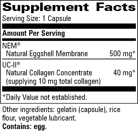 Ortho-Gesic® Supplement Facts Label