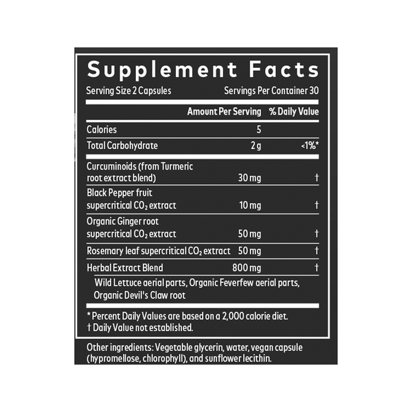 Turmeric Supreme Ache Supplement Facts Label