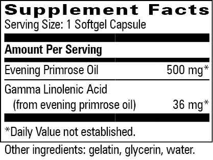 Primrose Oil Supplement Facts Label