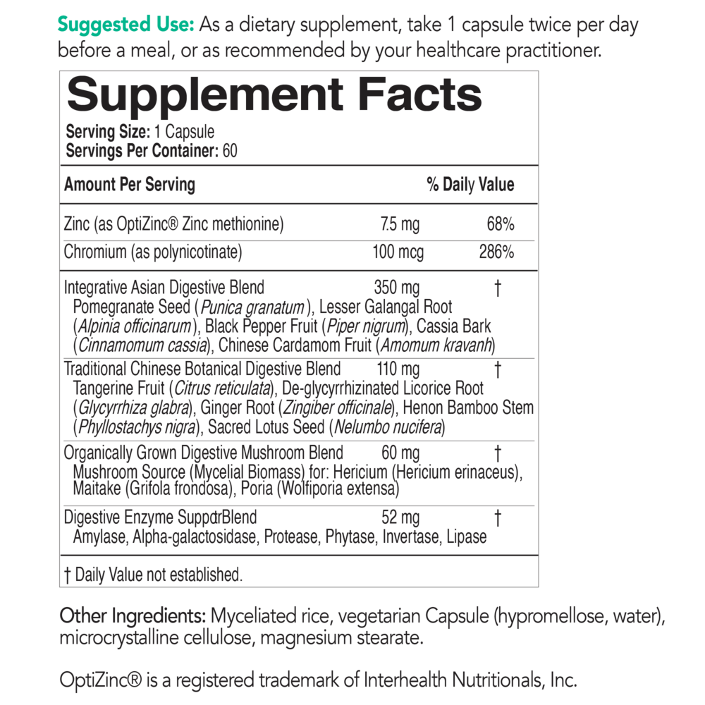 ecoDigest Supplement Facts Label