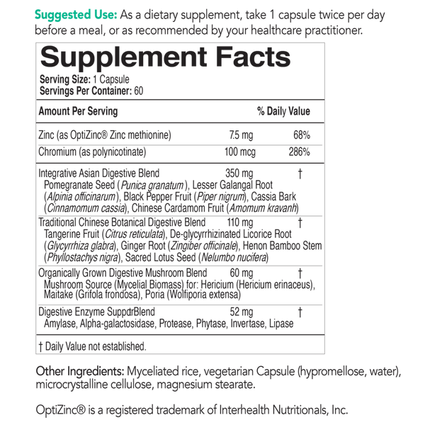 ecoDigest Supplement Facts Label