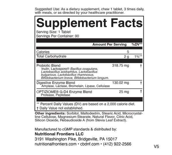 Probzyme Grape Supplement Facts Label