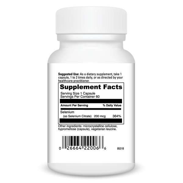 Selenium Citrate Supplement Facts Label