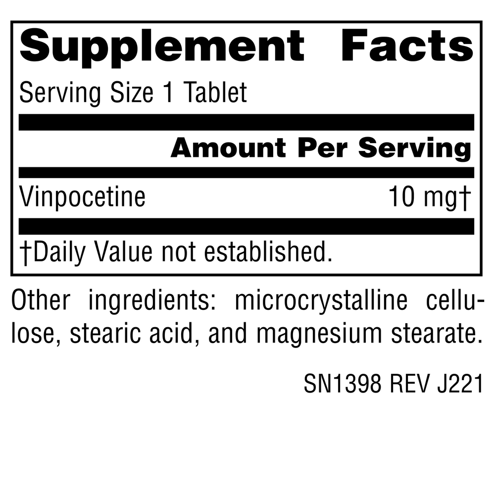 Vinpocetine 10 mg Supplement Facts Label