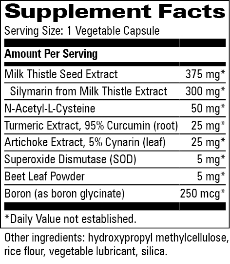 Milk Thistle Complex Supplement Facts Label