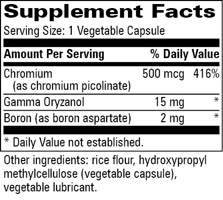 Chromium Picolinate Supplement Facts Label