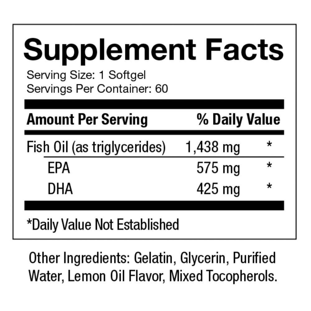 Omega Supplement Facts Label
