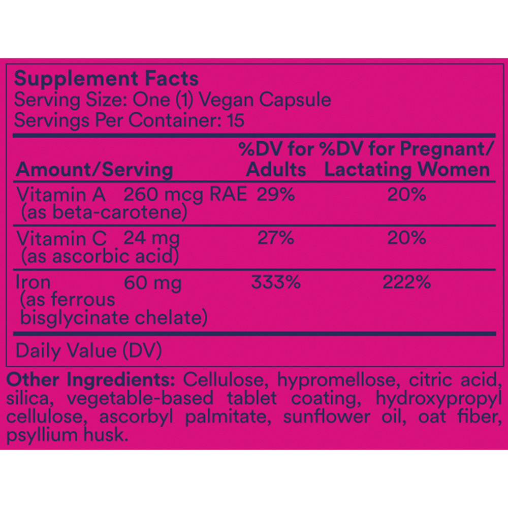 Iron BioSeries Supplement Facts Label