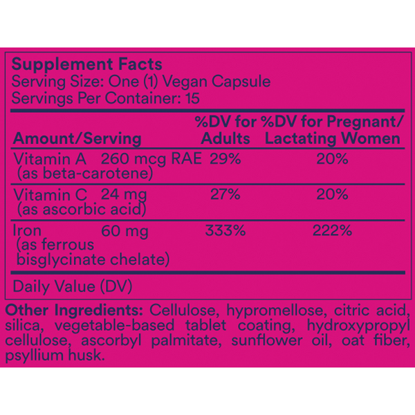 Iron BioSeries Supplement Facts Label