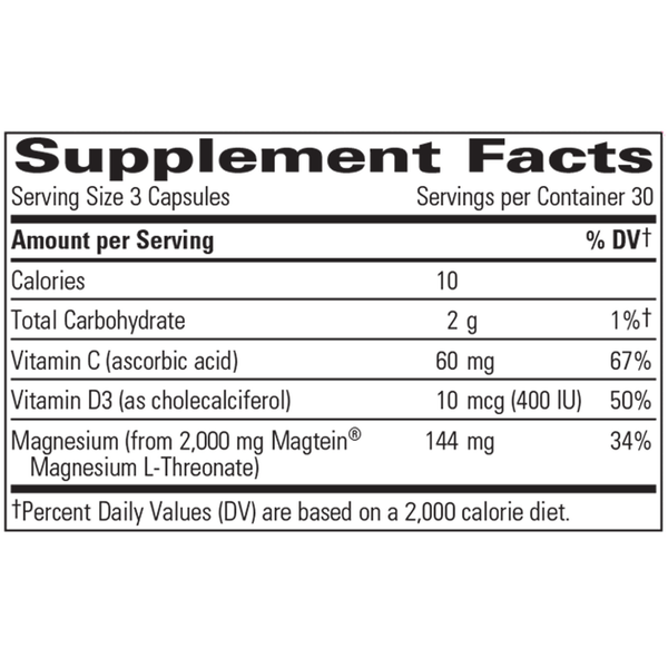 Magtein L-Threonate Plus Supplement Facts Label