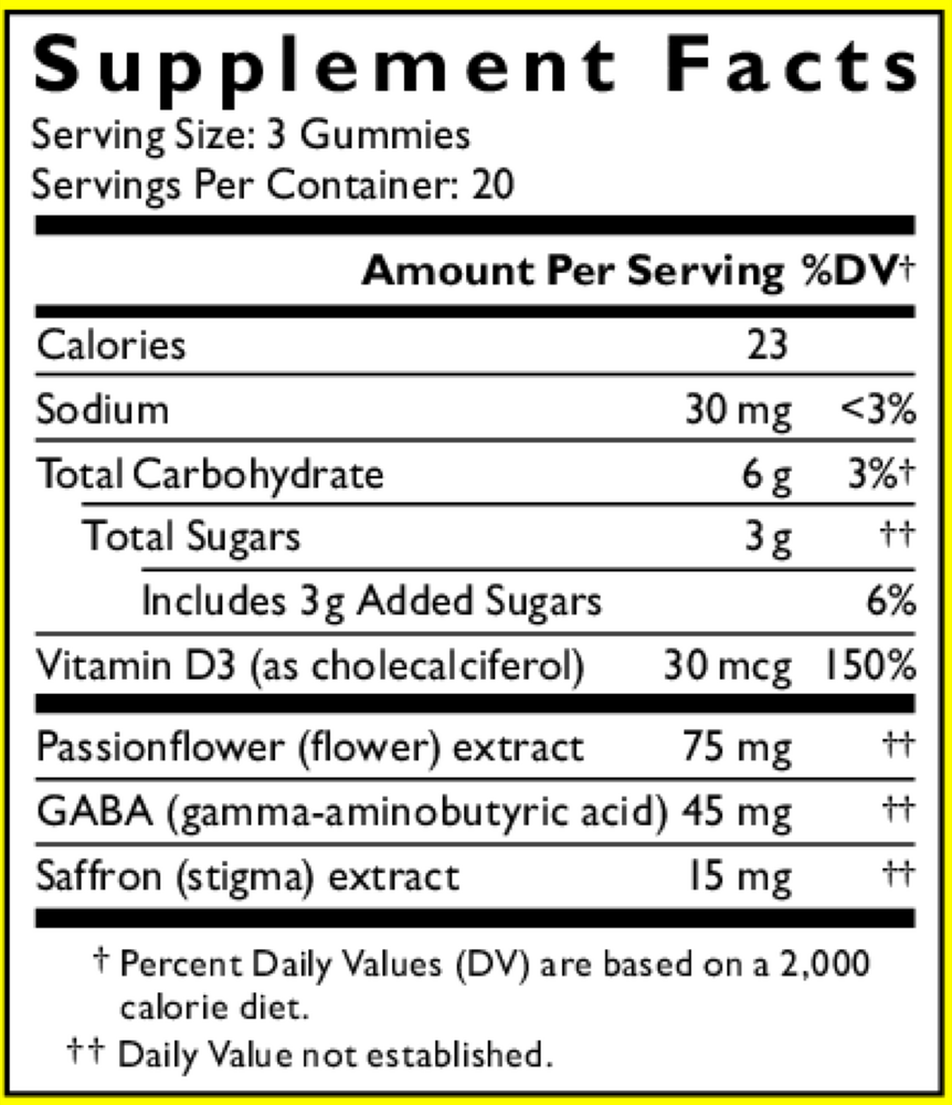 RESCUE PLUS Mood & Stress Support Supplement Facts Label