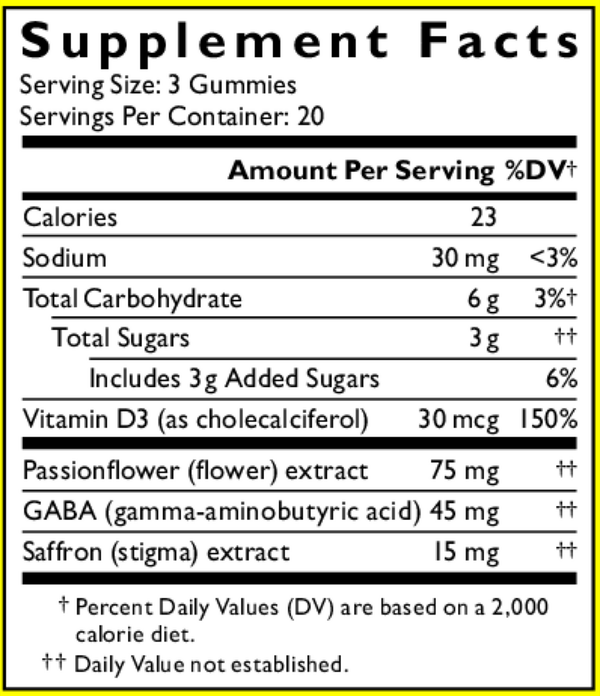 RESCUE PLUS Mood & Stress Support Supplement Facts Label