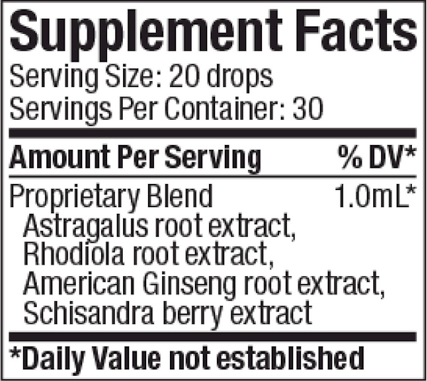 Adrenal Supplement Facts Label