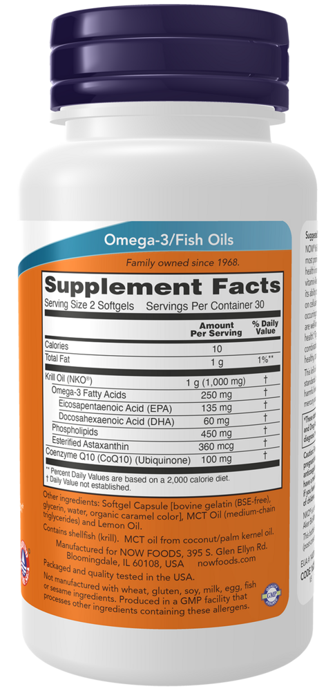 Krill Oil & CoQ10 Supplement Facts Label