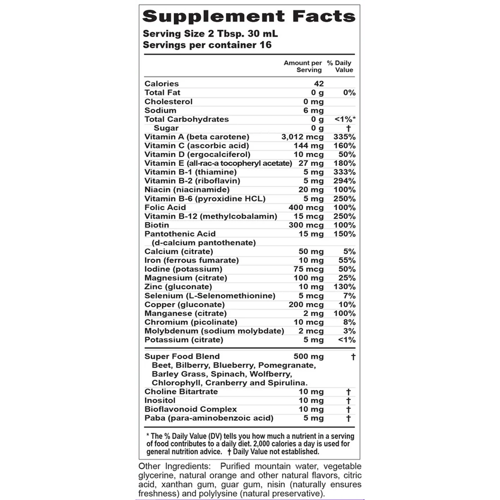 Children's Daily Multi Supplement Facts Label