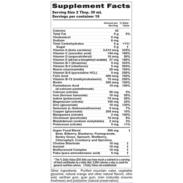 Children's Daily Multi Supplement Facts Label