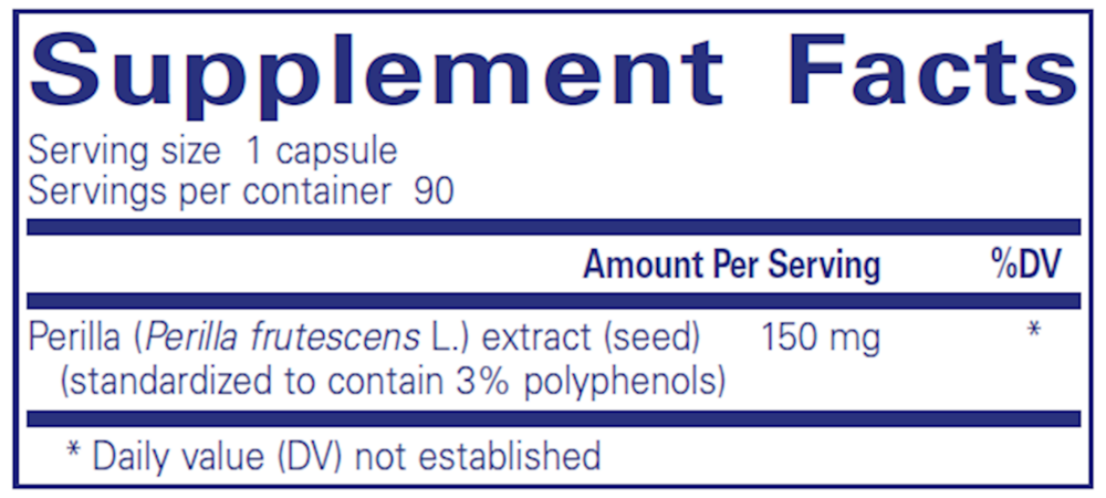 Perilla Extract Supplement Facts Label